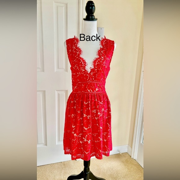 Beautiful Low Back Lace Red Dress - Picture 4 of 5